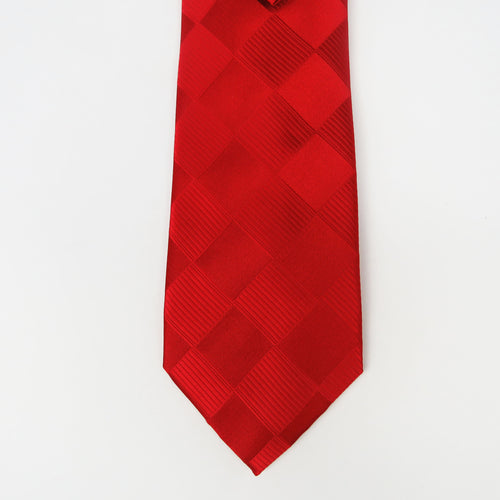 Designer Red Tone on Tone Wide Knot Necktie Set
