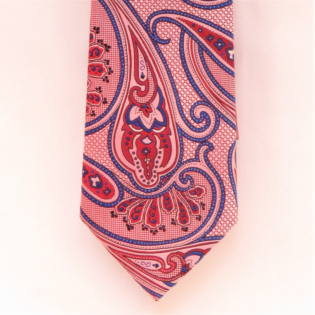 Ties By Marcus Dark Red and Blue Paisley Pattern Necktie Set