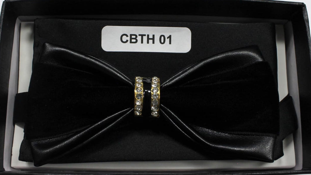 Black on Black Crystal Ring Bow tie Set