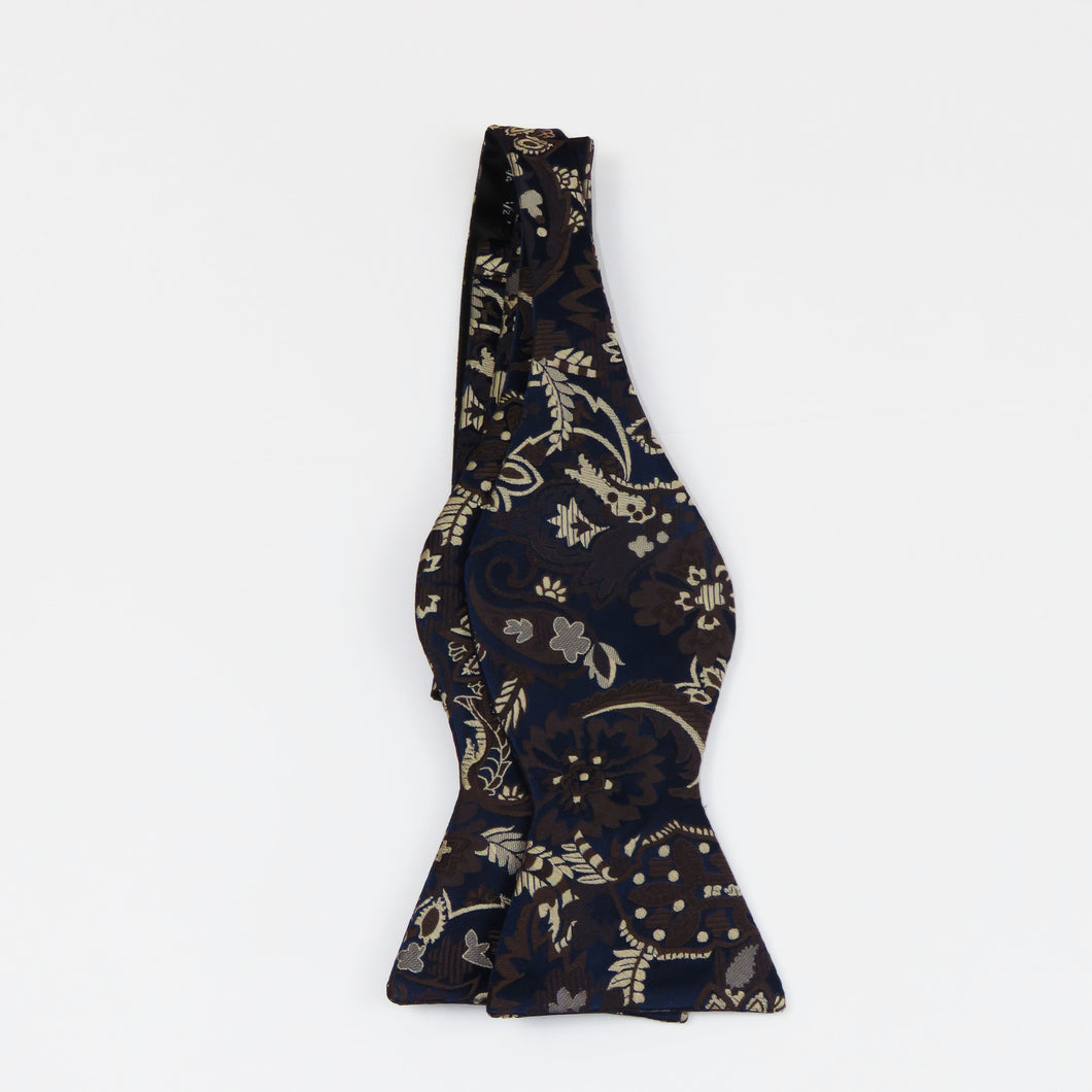 Brown and Blue Paisley Bow Tie