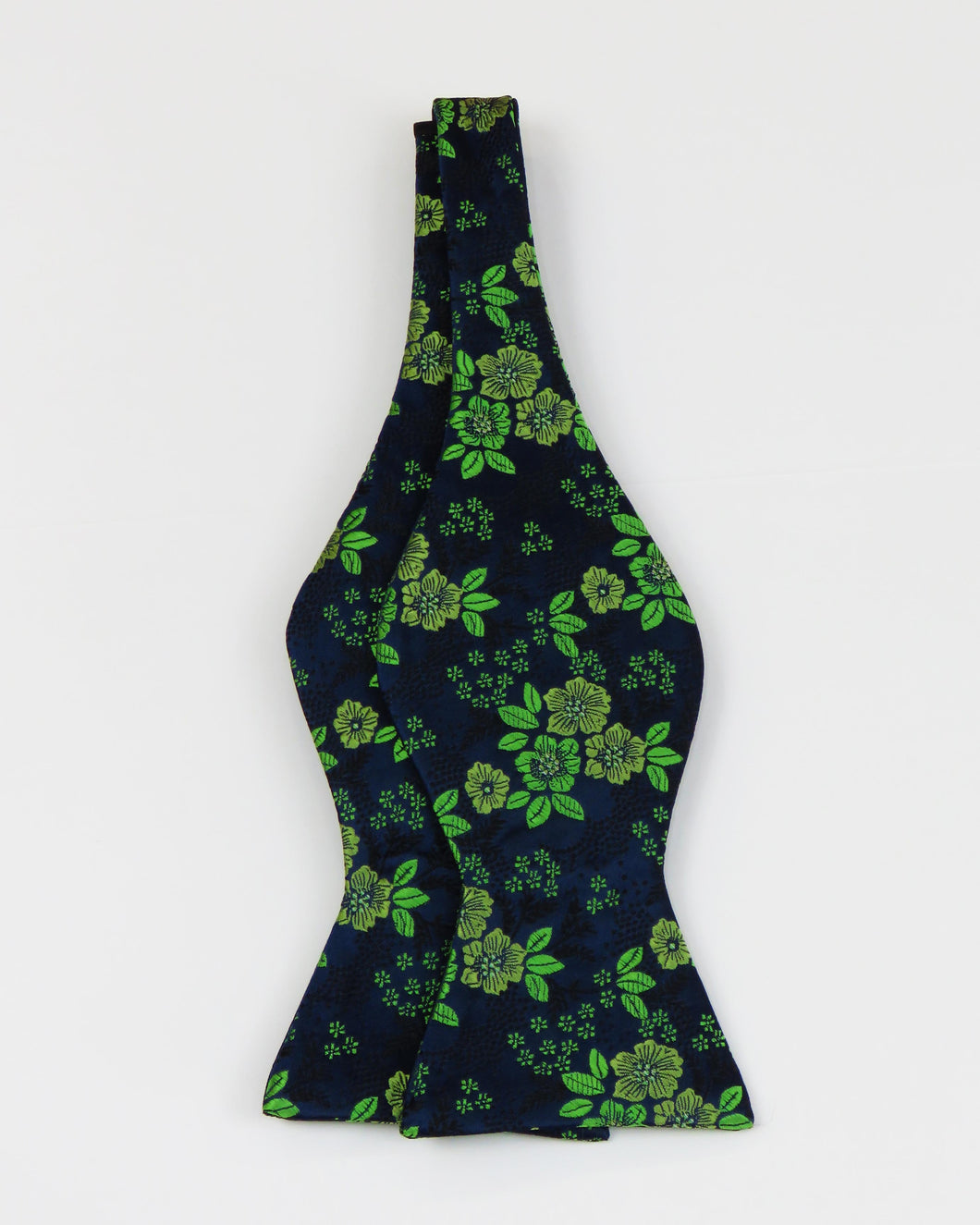 Dark Blue with Lime Green Floral Pattern Bowtie