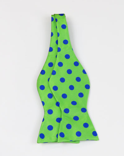 Green Bowtie w/Royal Blue Polka Dots