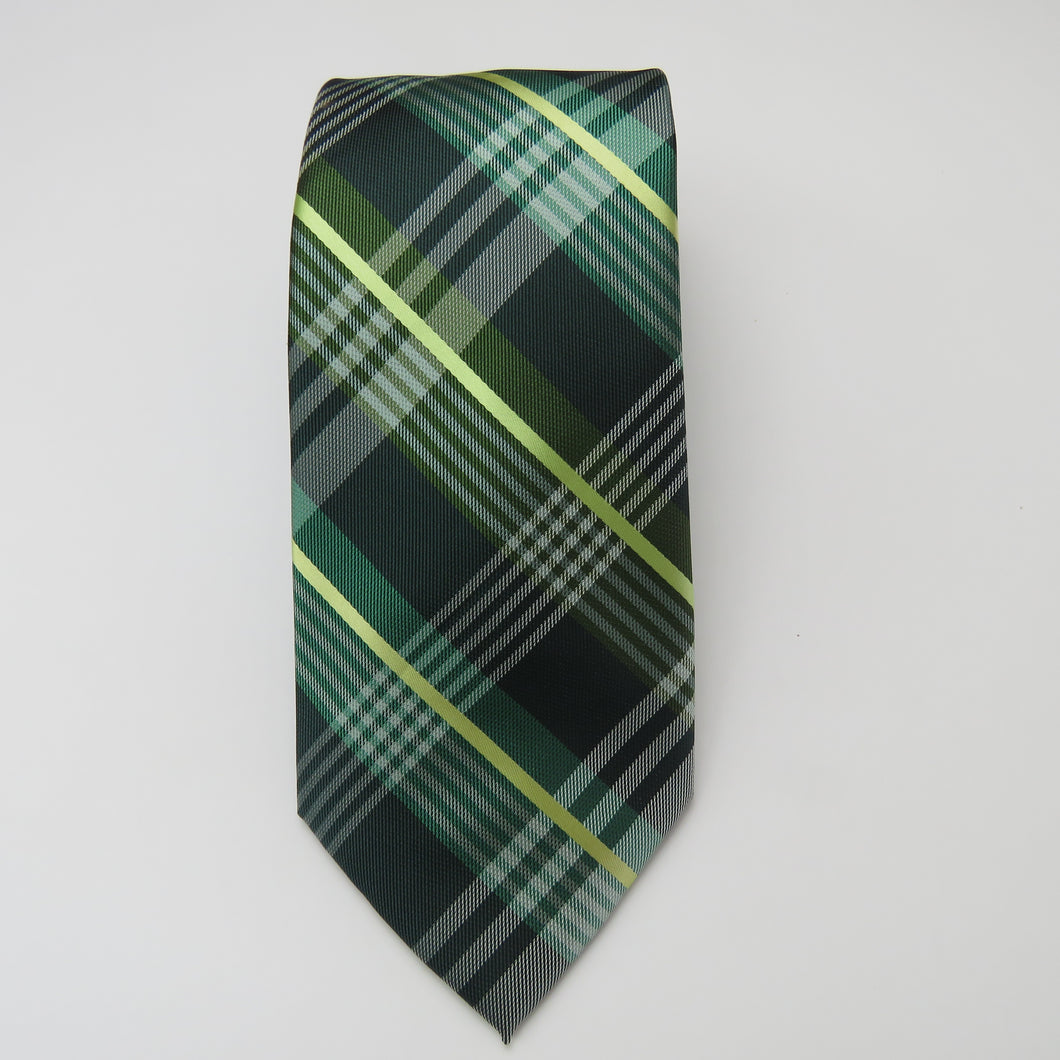 Green Plaid Printed Necktie Set