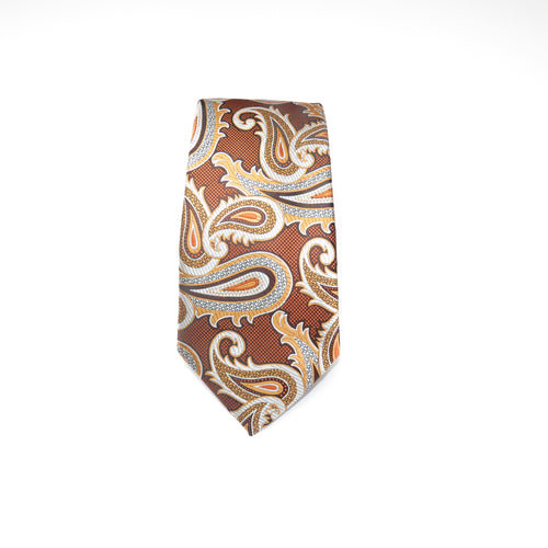 Russet and White Paisley Necktie