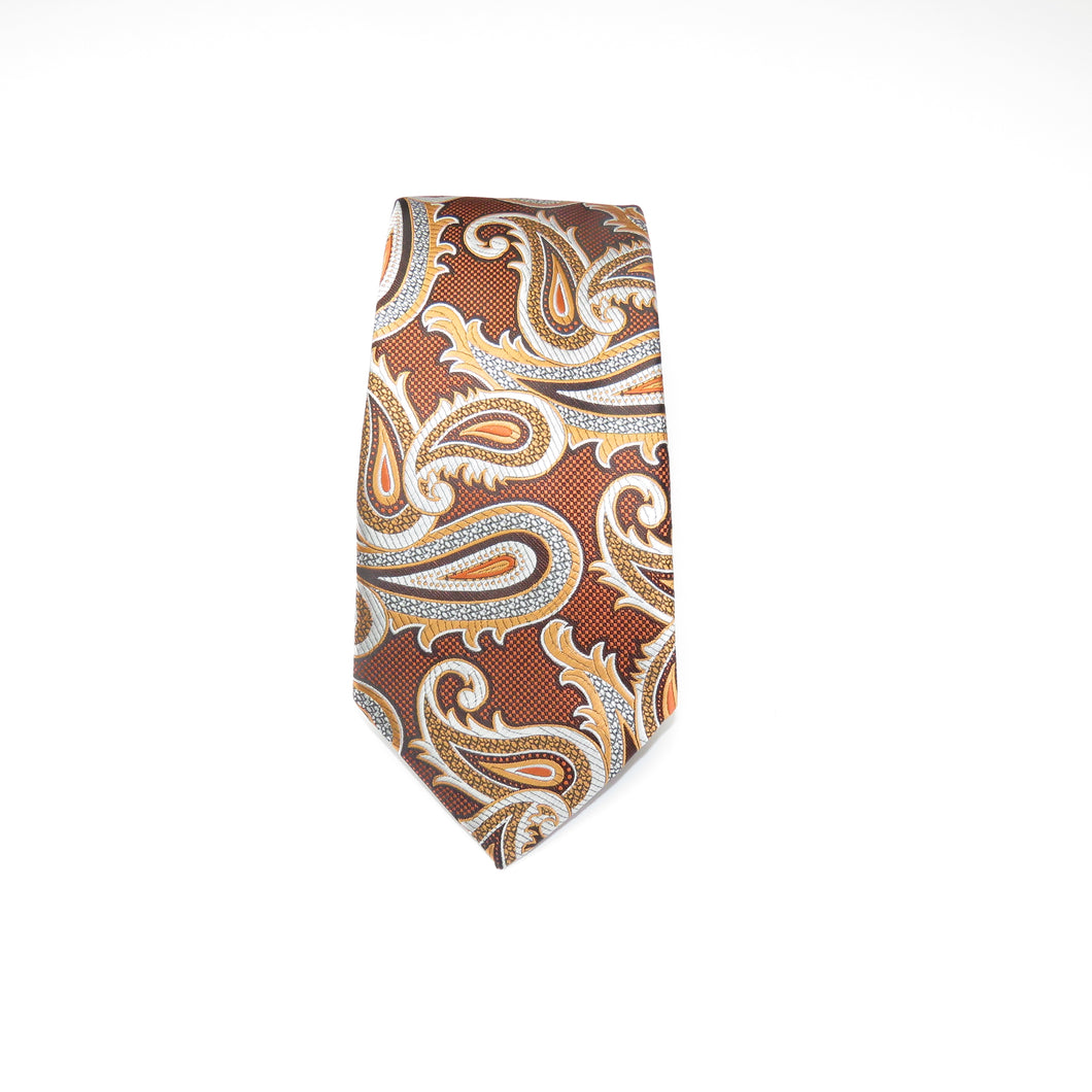 Russet and White Paisley Necktie
