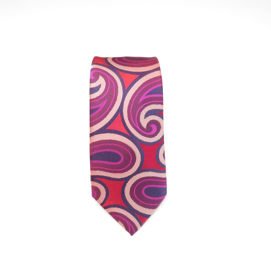 Wide Knot Red and Pink Large Paisley Necktie