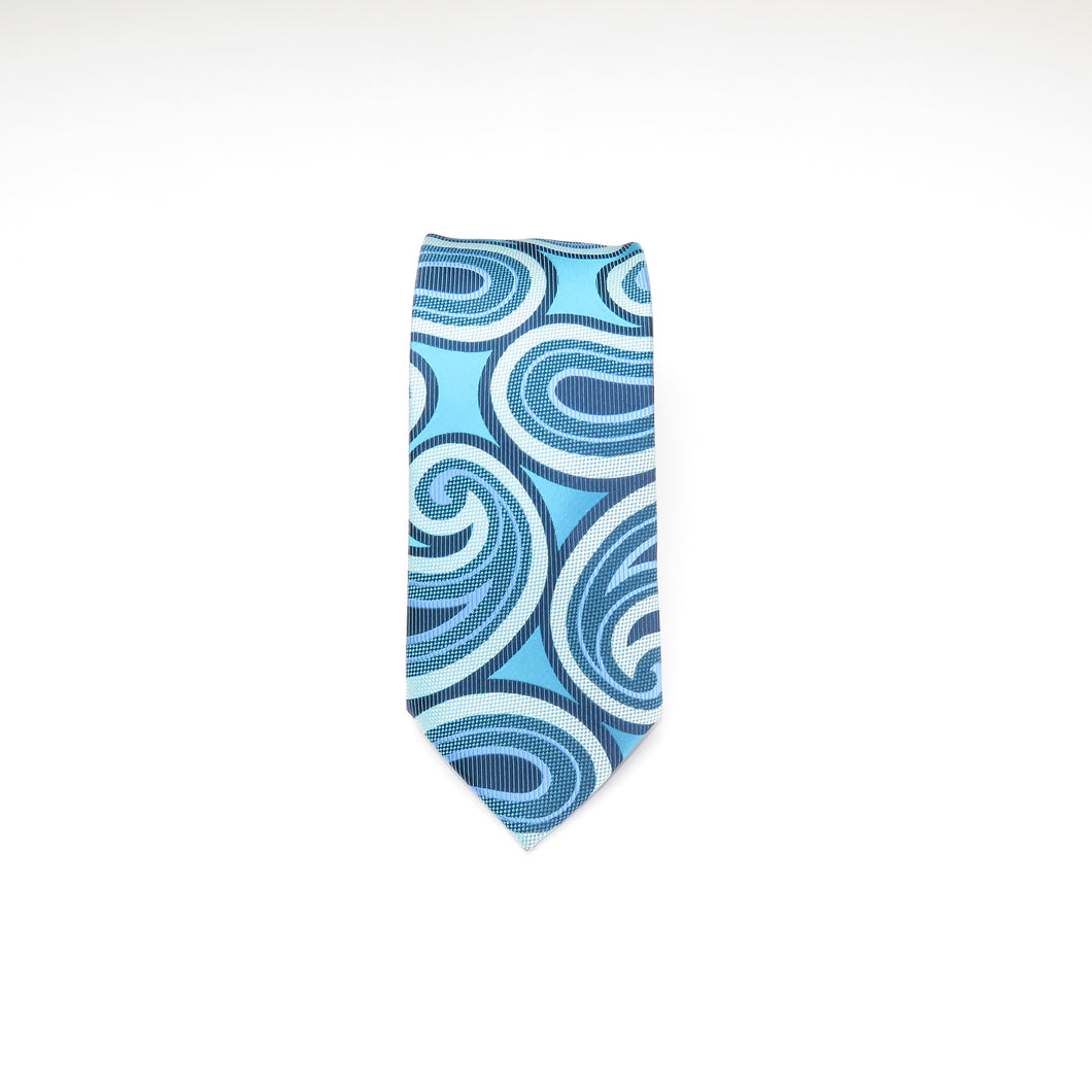 Sky Blue and White Large Paisley Necktie