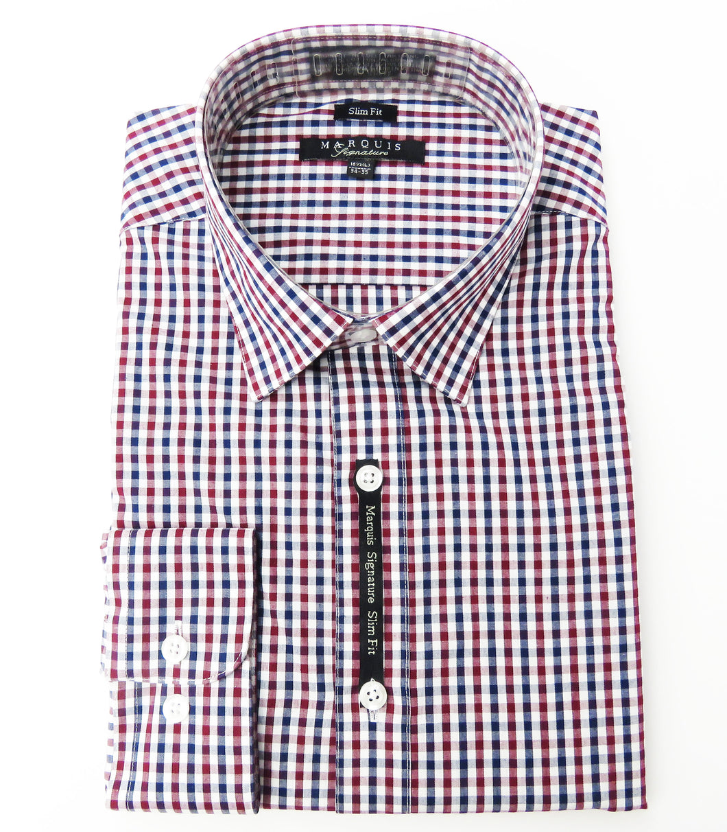 Red Gingham Check Slim Fit