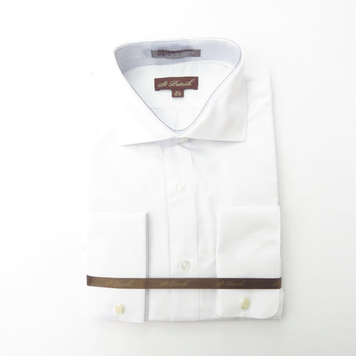 White Spread collar french cuff shirt