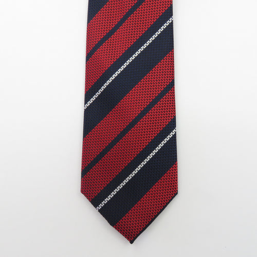 Red white and blue striped necktie w/ matching pocket square