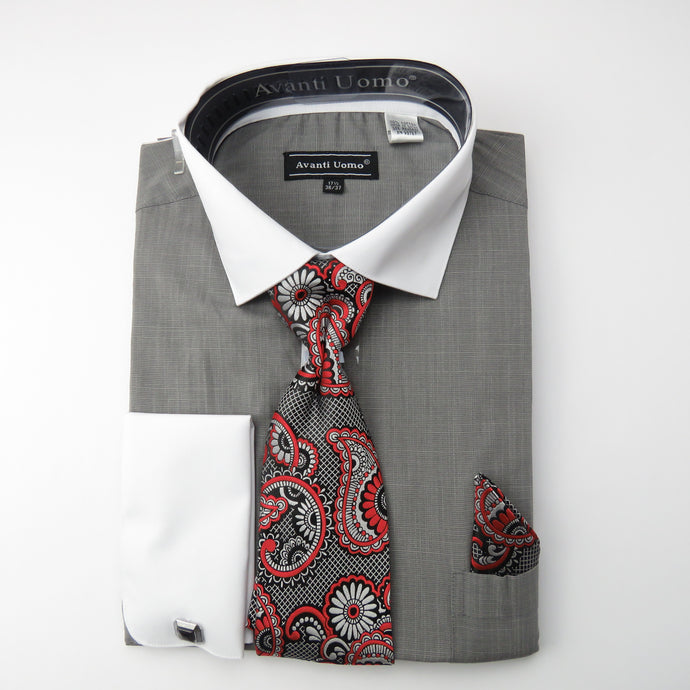 Classic Grey Dress Shirt and Tie Combo