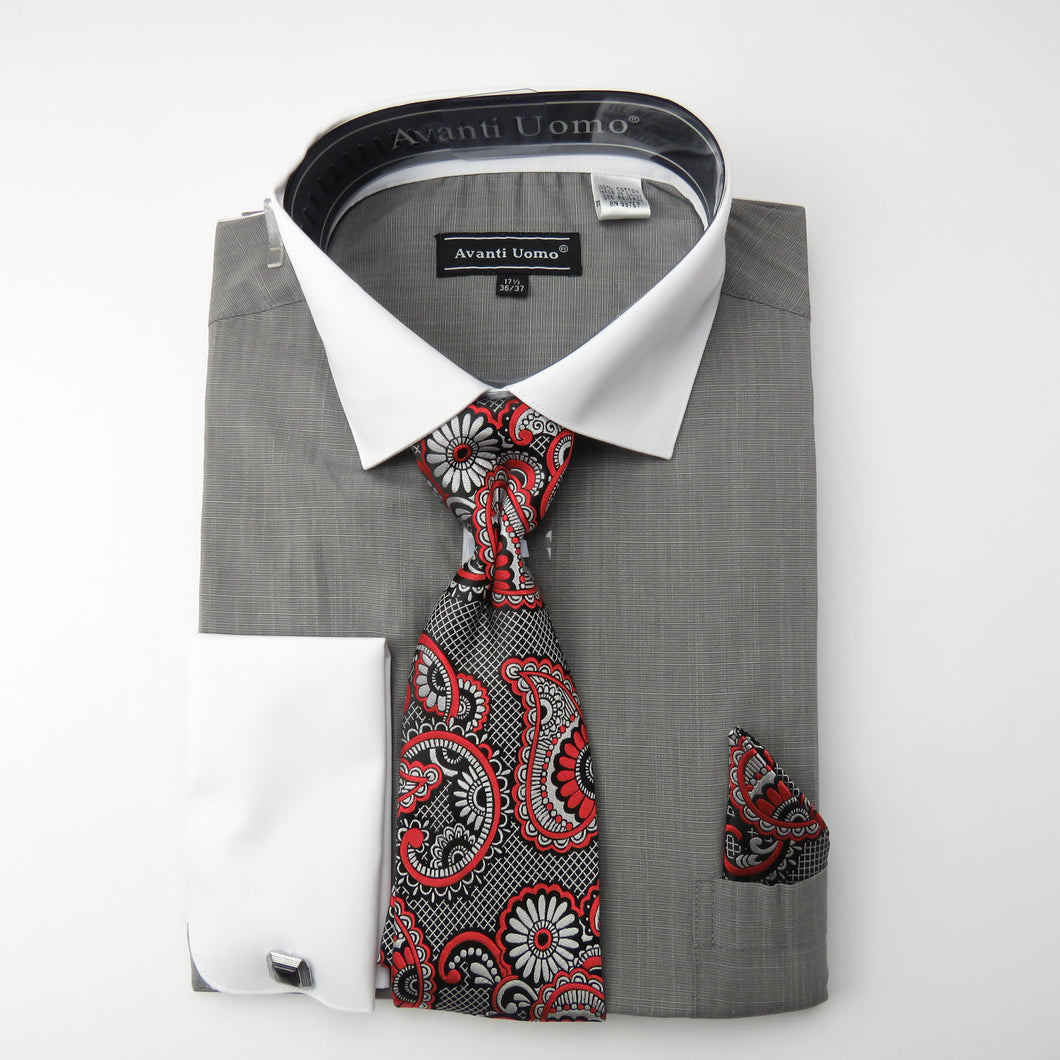 Classic Grey Dress Shirt and Tie Combo Classic Grey Dress Shirt and Tie Combo