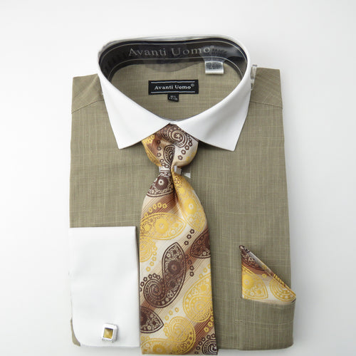 Beige Dress Shirt Combo Set