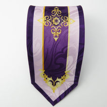 Designer Printed Purple and Gold Necktie Set
