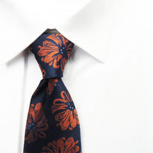 Copper & Blue Floral Wider Knot Necktie Set