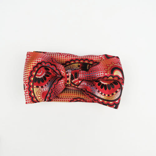 Red Black and Gold pre tied Bow tie Set