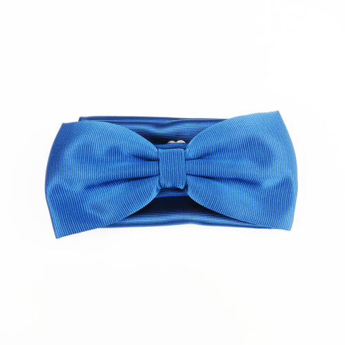 Solid blue pattern bow tie set