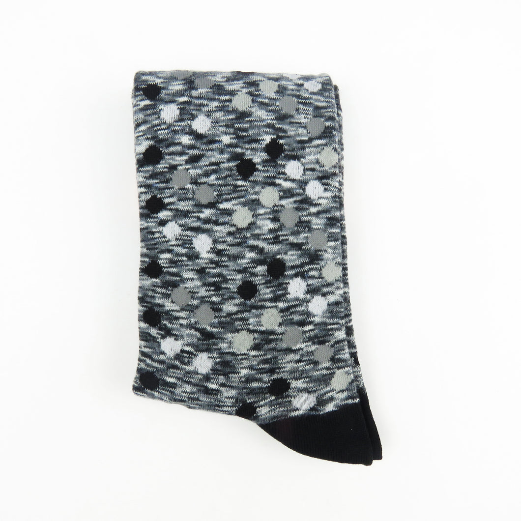 Gray and black polka dot  pattern fancy dress socks