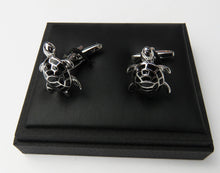 Silver and black turtle shaped cufflink set