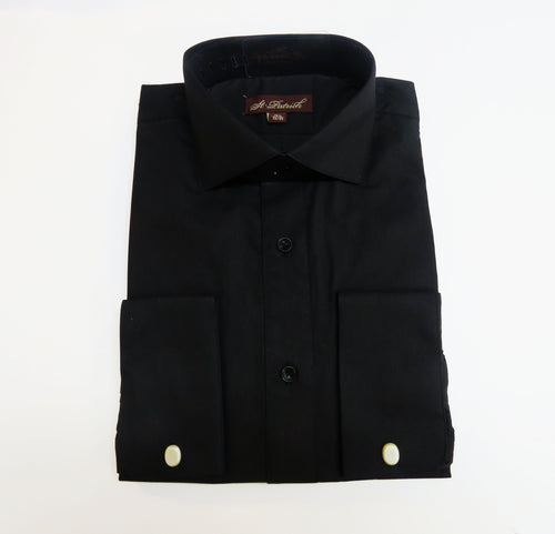 Black Spread collar french cuff dress shirt