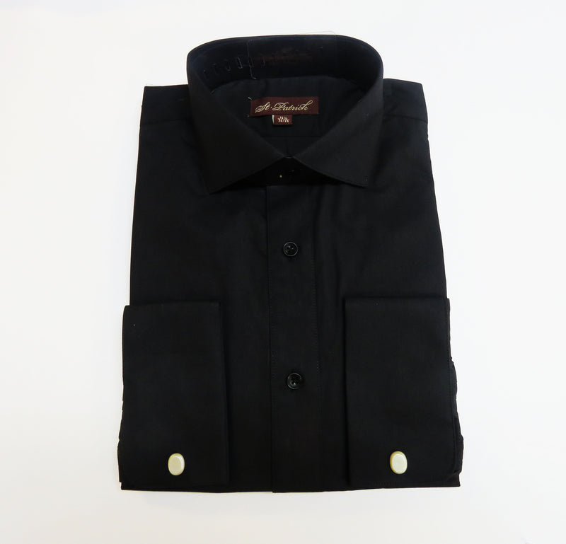 black french cuff dress shirt WILLIAM - Wing Collar Tuxedo Stefano Ricci Tonal Striped French