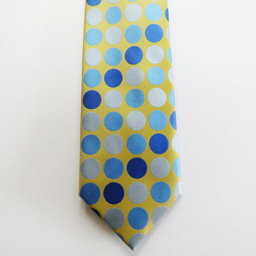 Gold and blue polka dot necktie set
