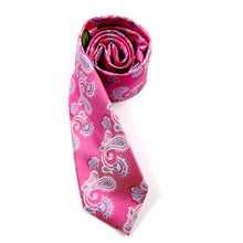 Classic Pink and blue paisley necktie set