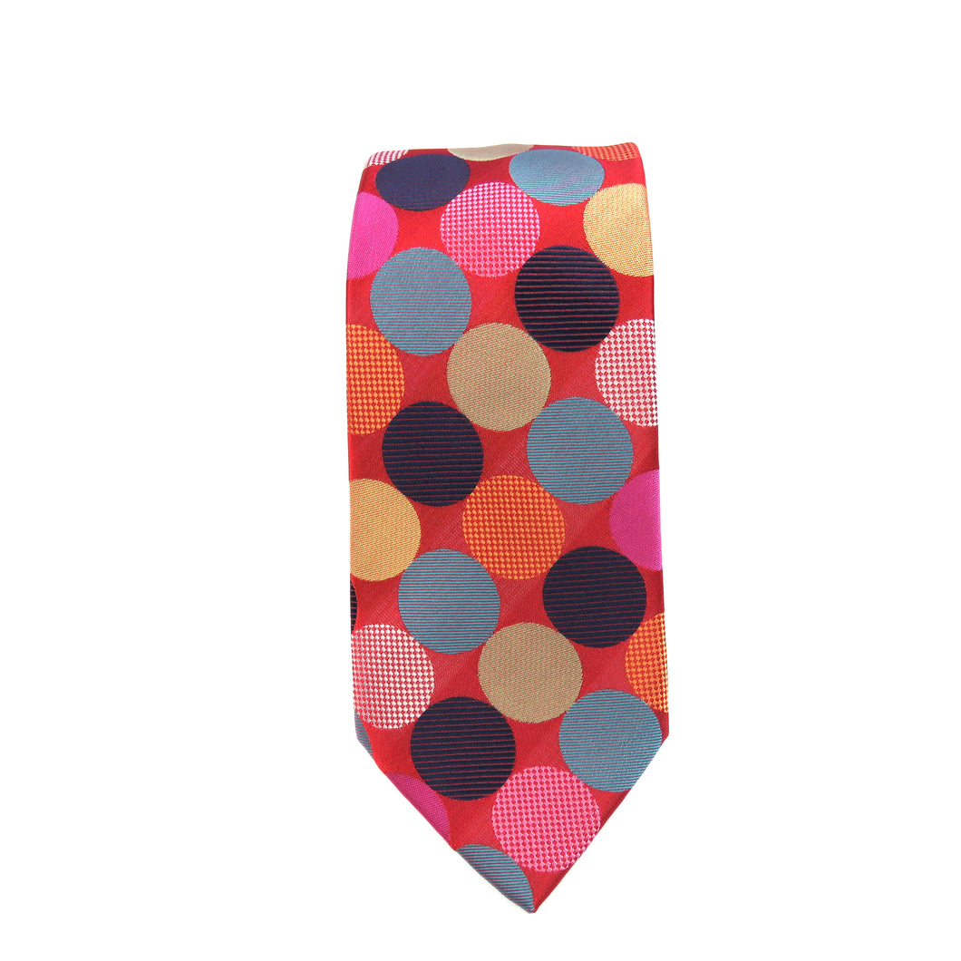 Quarter size red multi color necktie set