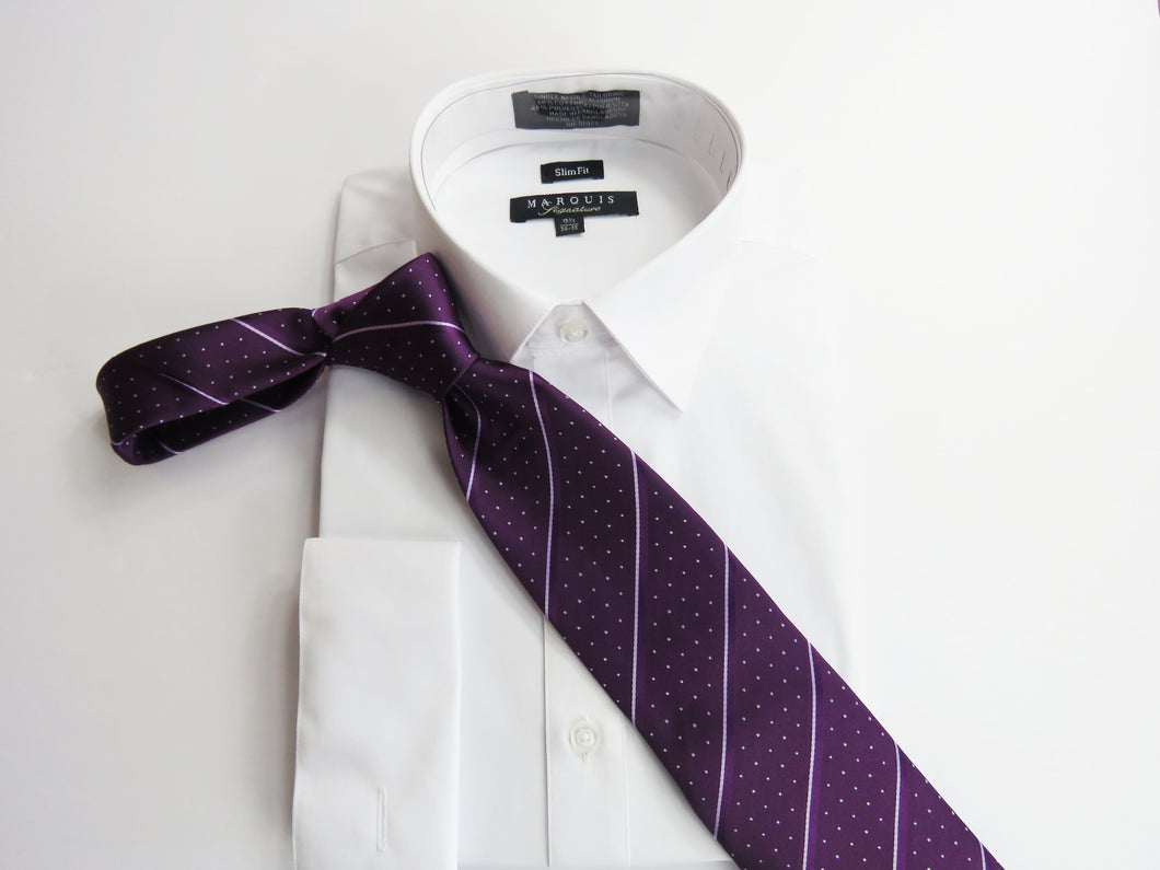Dark Purple micro polka dot necktie set