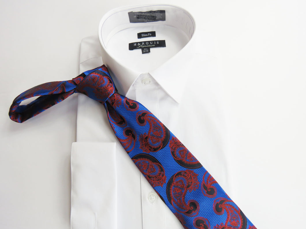Royal blue and black paisley necktie set