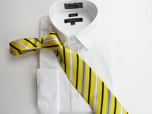 Yellow pencil stripe necktie set
