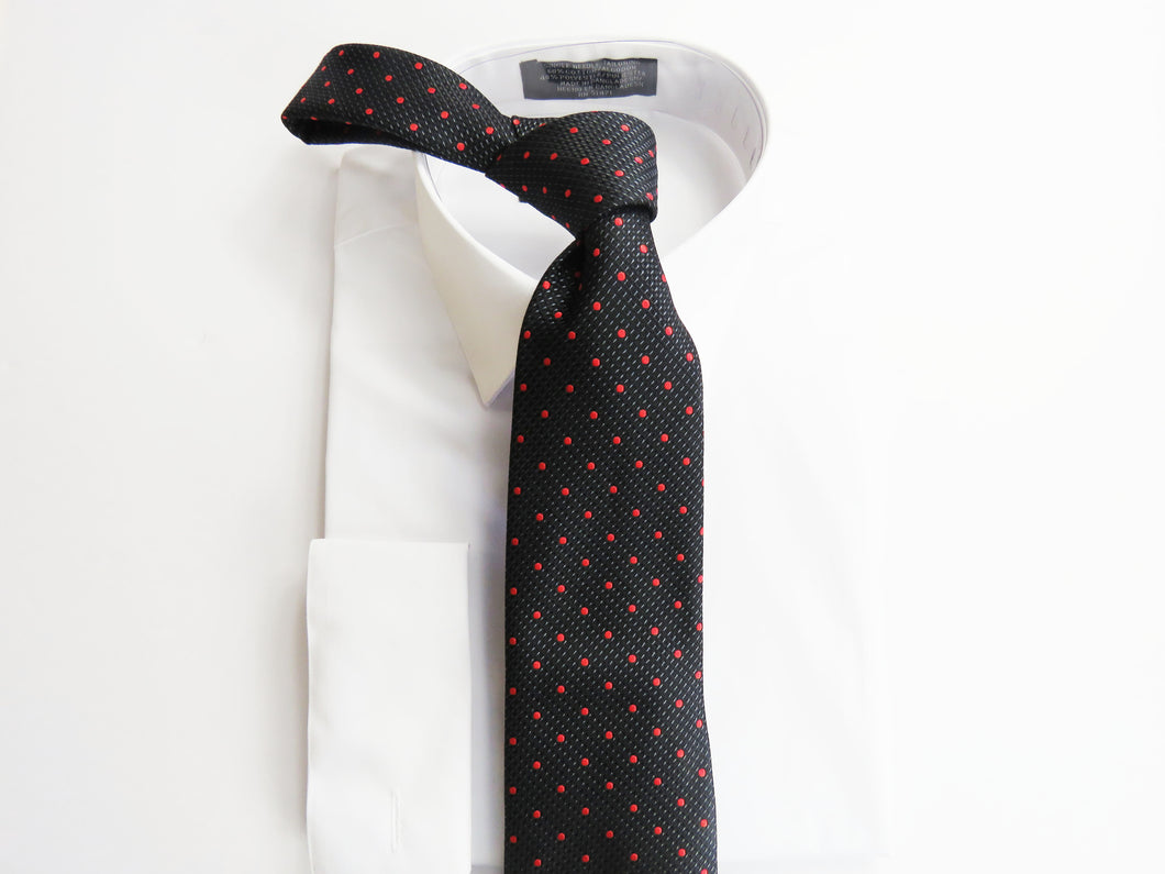 Black micro red polka dot necktie set