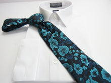 Teal color floral 8 necktie set