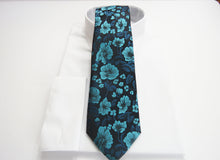 Teal color floral 8 necktie set