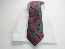 Green with pink paisley necktie set