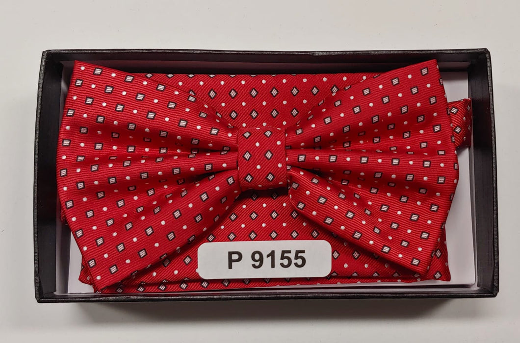 Red Pretied bow tie with micro checks