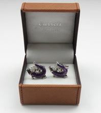 Purple Gator Cufflinks with Silver Trim and box
