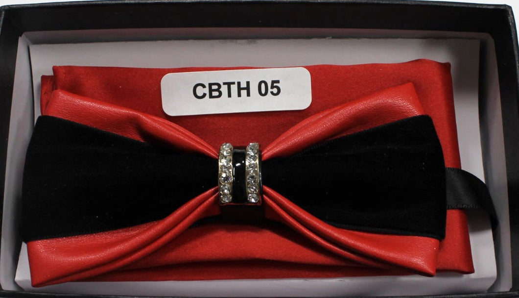 Red and Black Crystal Ring Bow tie set