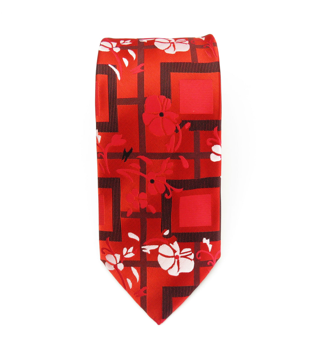 Red Floral Necktie