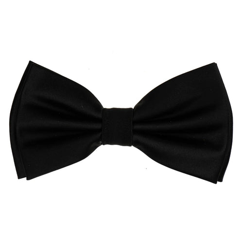 Ravin Black Silk Pre-Tied Bow Tie with Matching Pocket Square