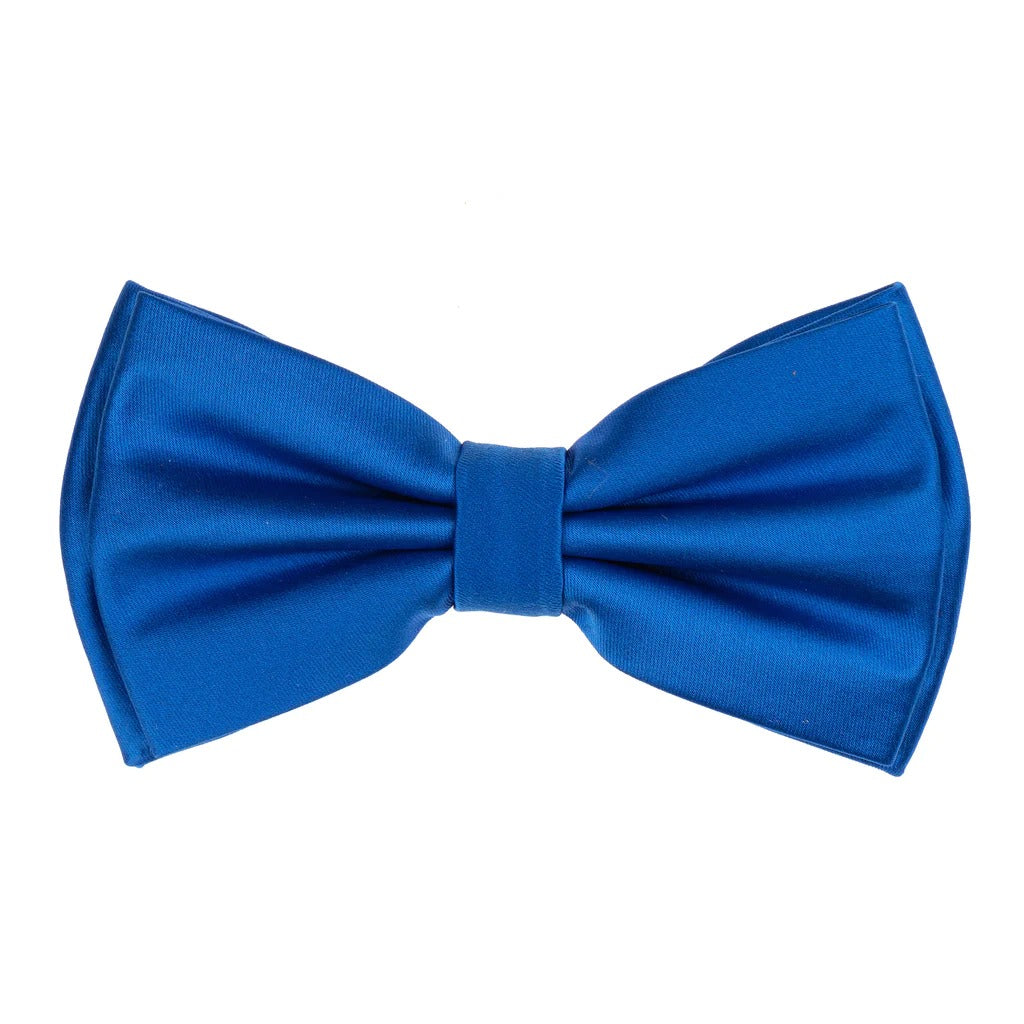 Tidal Blue Satin Finish Silk Pre-Tied Bow Tie with Matching Pocket Square