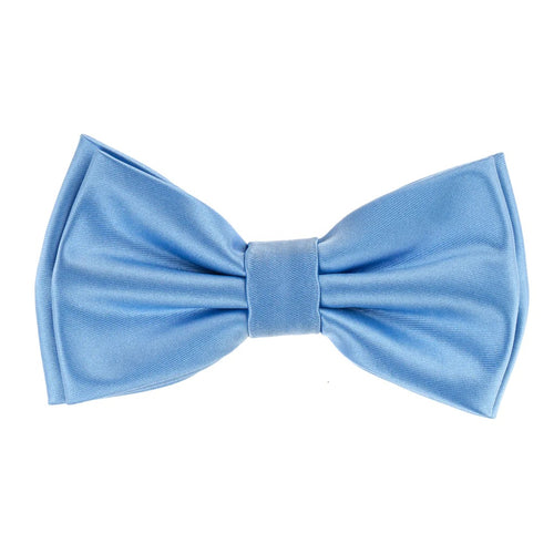 Baby Blue Satin Finish Silk Pre-Tied Bow Tie with Matching Pocket Square