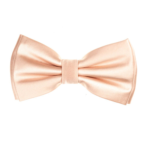 Pastel Peach Satin Finish Silk Pre-Tied Bow Tie with Matching Pocket Square