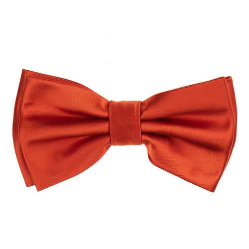 Terra-Cotta Satin Finish Silk Pre-Tied Bow Tie with Matching Pocket Square