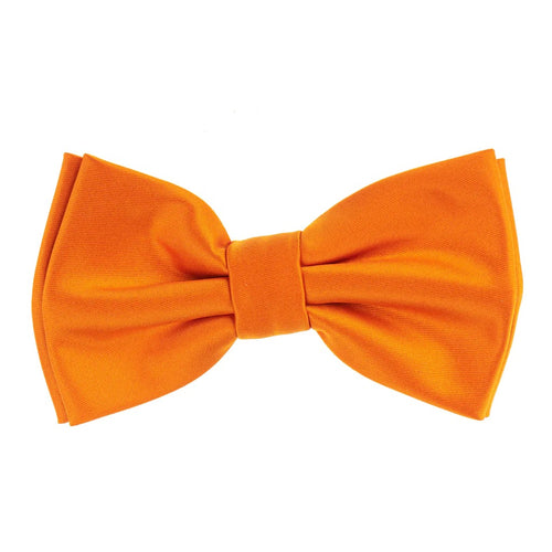 Orange Satin Finish Silk Pre-Tied Bow Tie with Matching Pocket Square