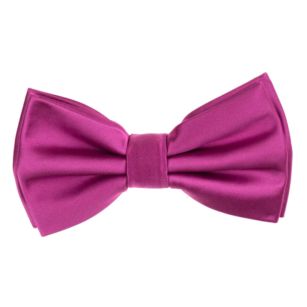 Orchid Satin Finish Silk Pre-Tied Bow Tie with Matching Pocket Square