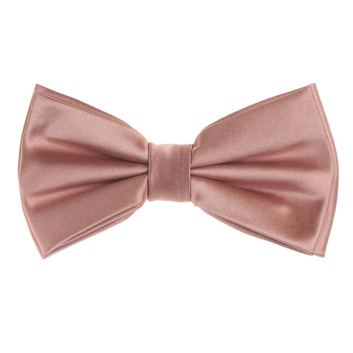 Rose Gold Satin Finish Silk Pre-Tied Bow Tie with Matching Pocket Square