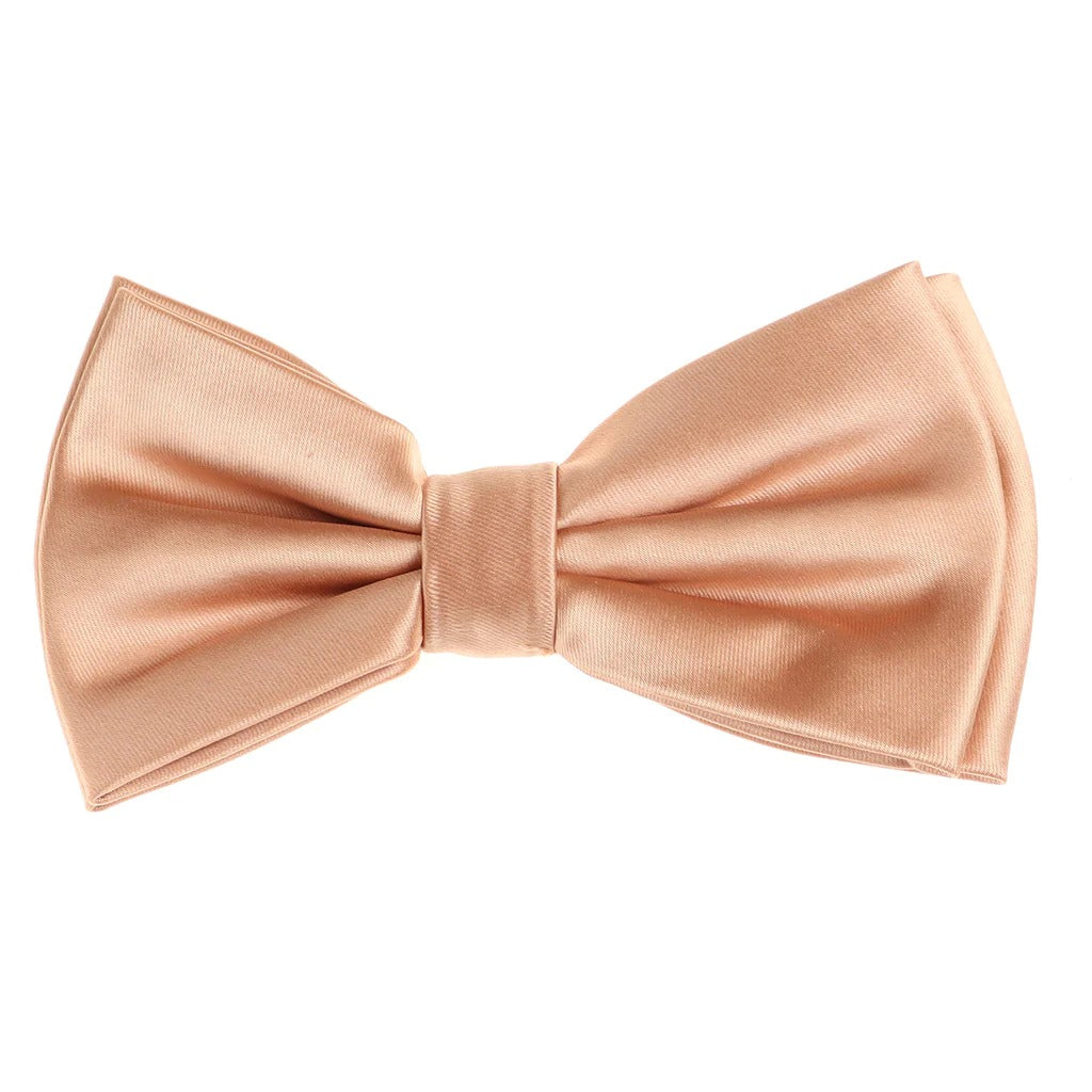 Sand Satin Finish Silk Pre-Tied Bow Tie with Matching Pocket Square