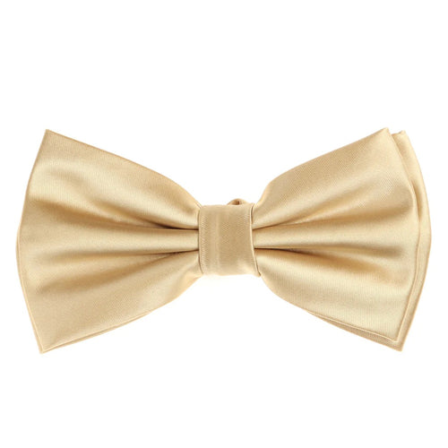 Champagne Satin Finish Silk Pre-Tied Bow Tie with Matching Pocket Square