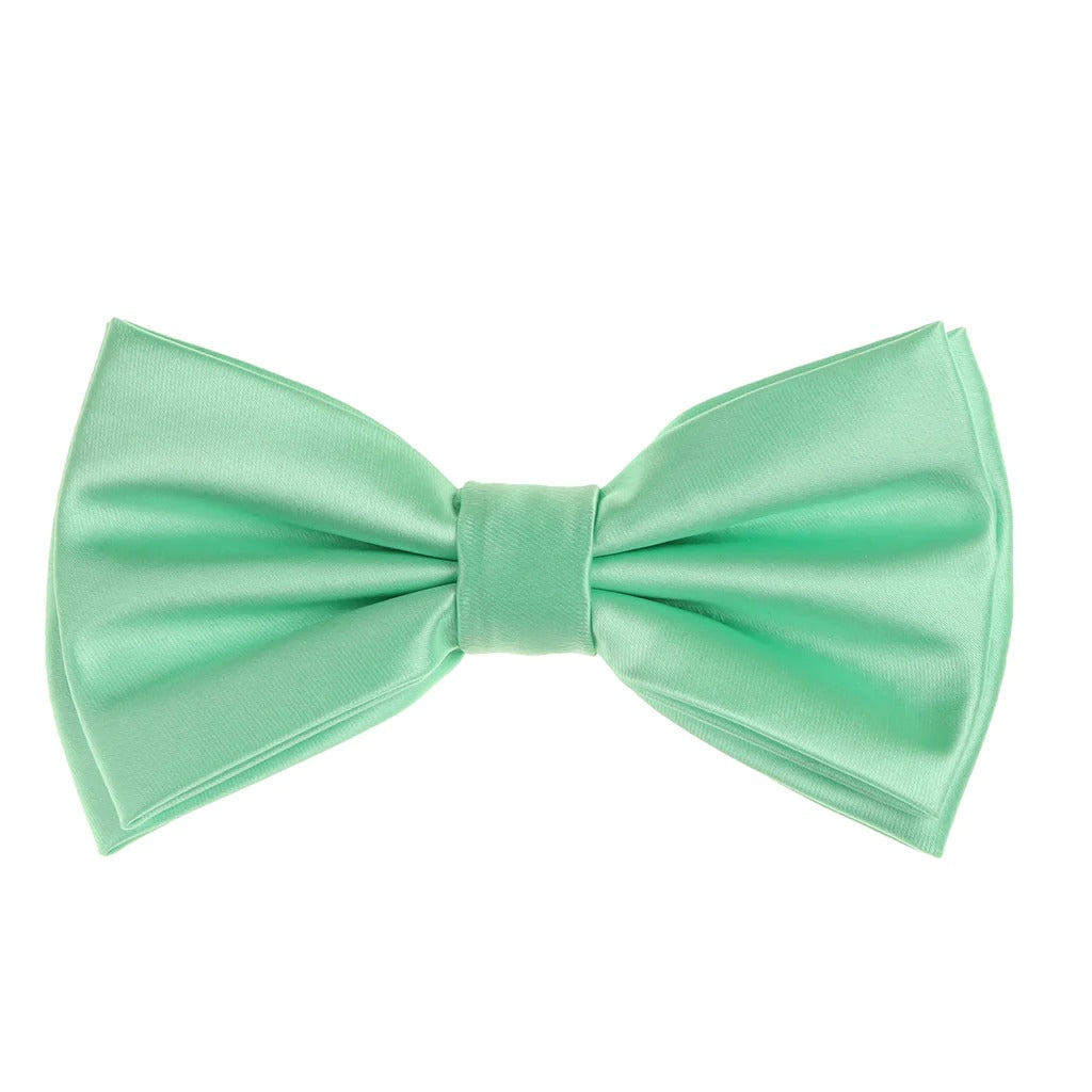 Tiffany Spa Satin Finish Silk Pre-Tied Bow Tie with Matching Pocket Square